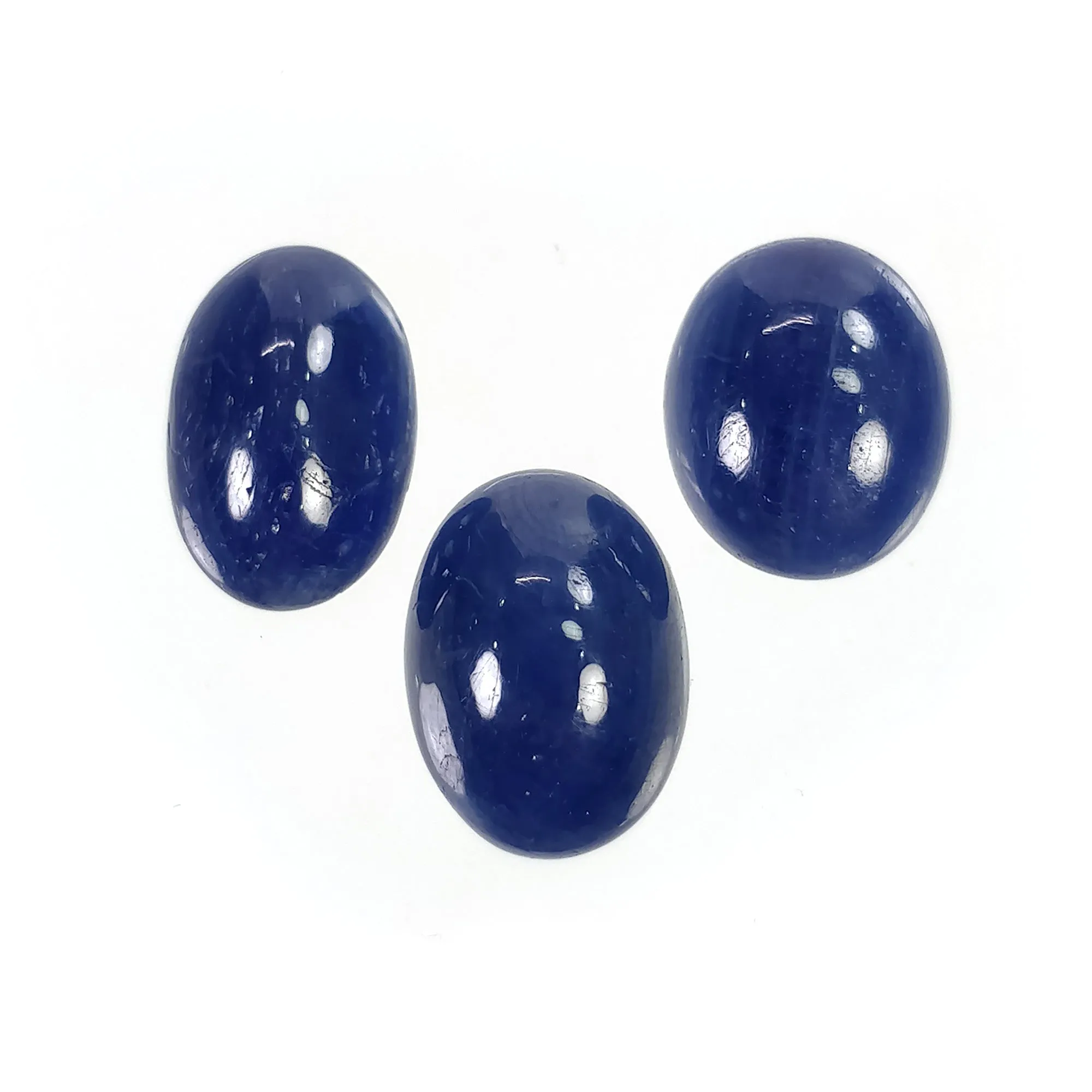 BLUE SAPPHIRE Gemstone Cabochon : 29.70cts Natural Untreated Unheated Sapphire Oval Shape 13.5*11mm - 14.5*10mm - 15*11mm 3pcs