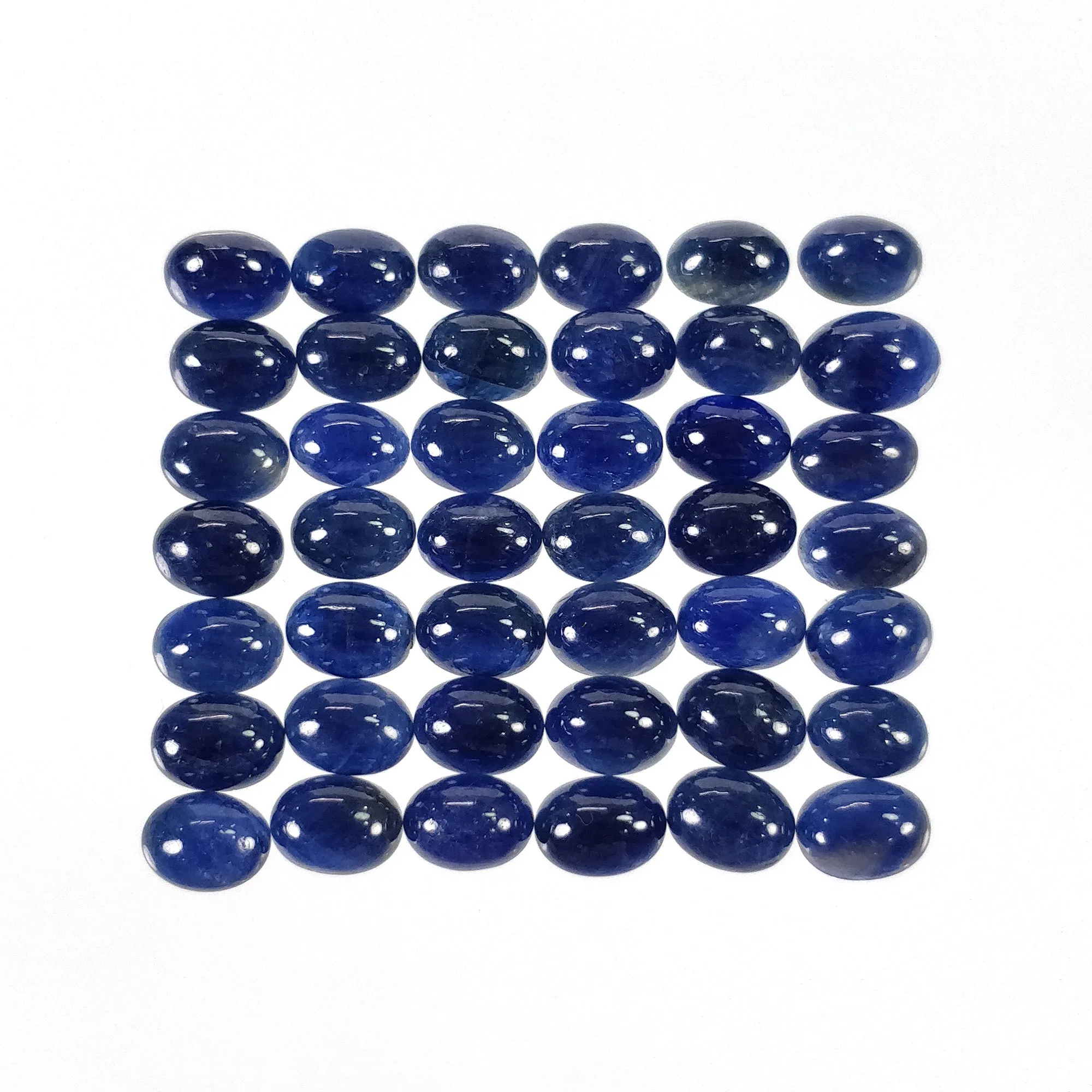 BLUE SAPPHIRE Gemstone Cabochon : 81.00cts Natural Untreated Unheated Sapphire Oval Shape 8*6mm 42pcs Of Lots