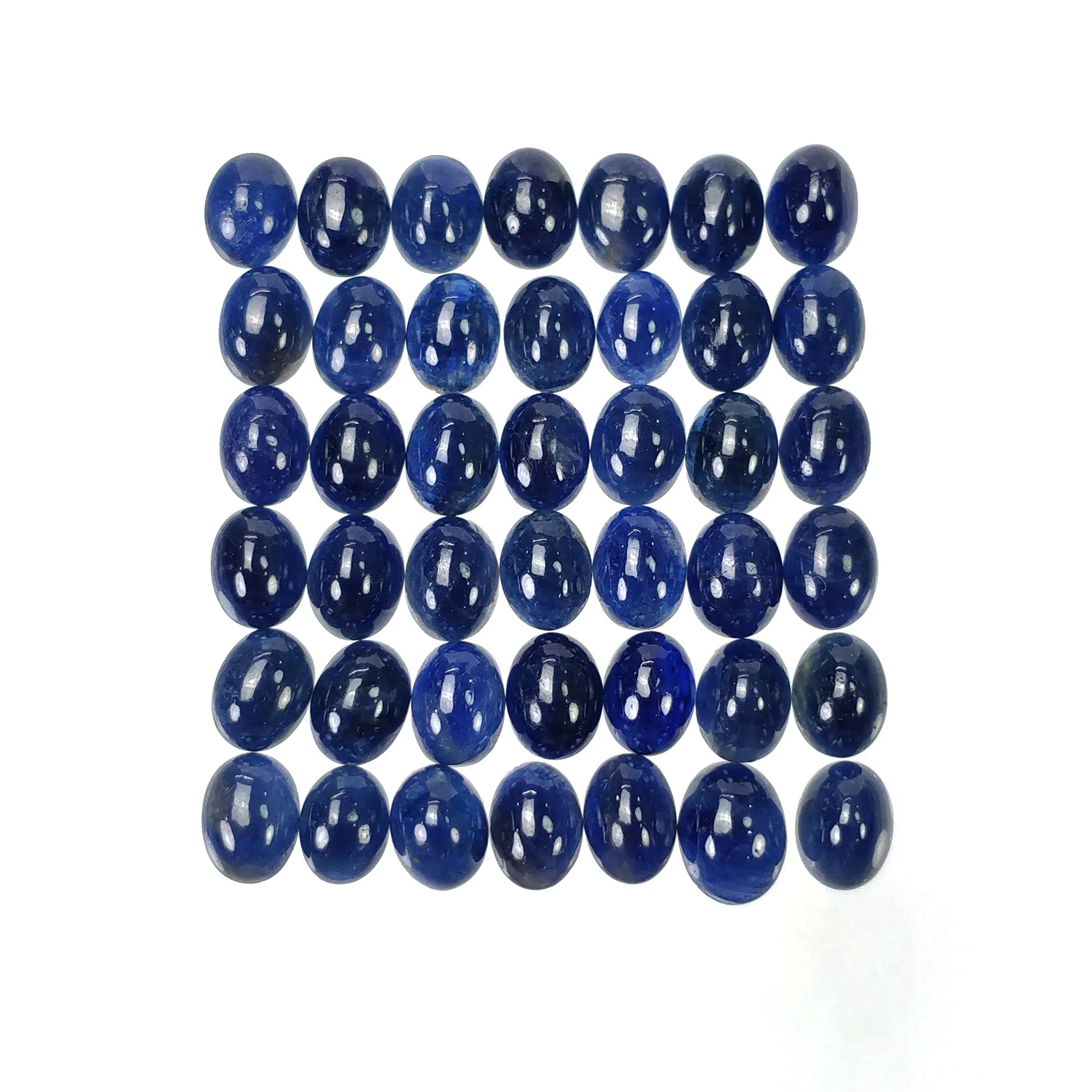 BLUE SAPPHIRE Gemstone Cabochon : 81.00cts Natural Untreated Unheated Sapphire Oval Shape 8*6mm 42pcs Of Lots