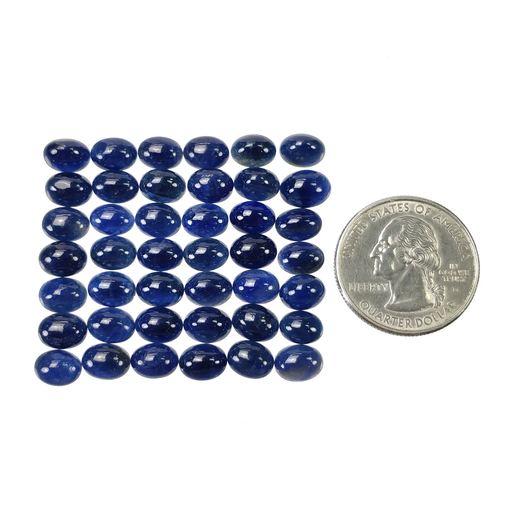 BLUE SAPPHIRE Gemstone Cabochon : 81.00cts Natural Untreated Unheated Sapphire Oval Shape 8*6mm 42pcs Of Lots