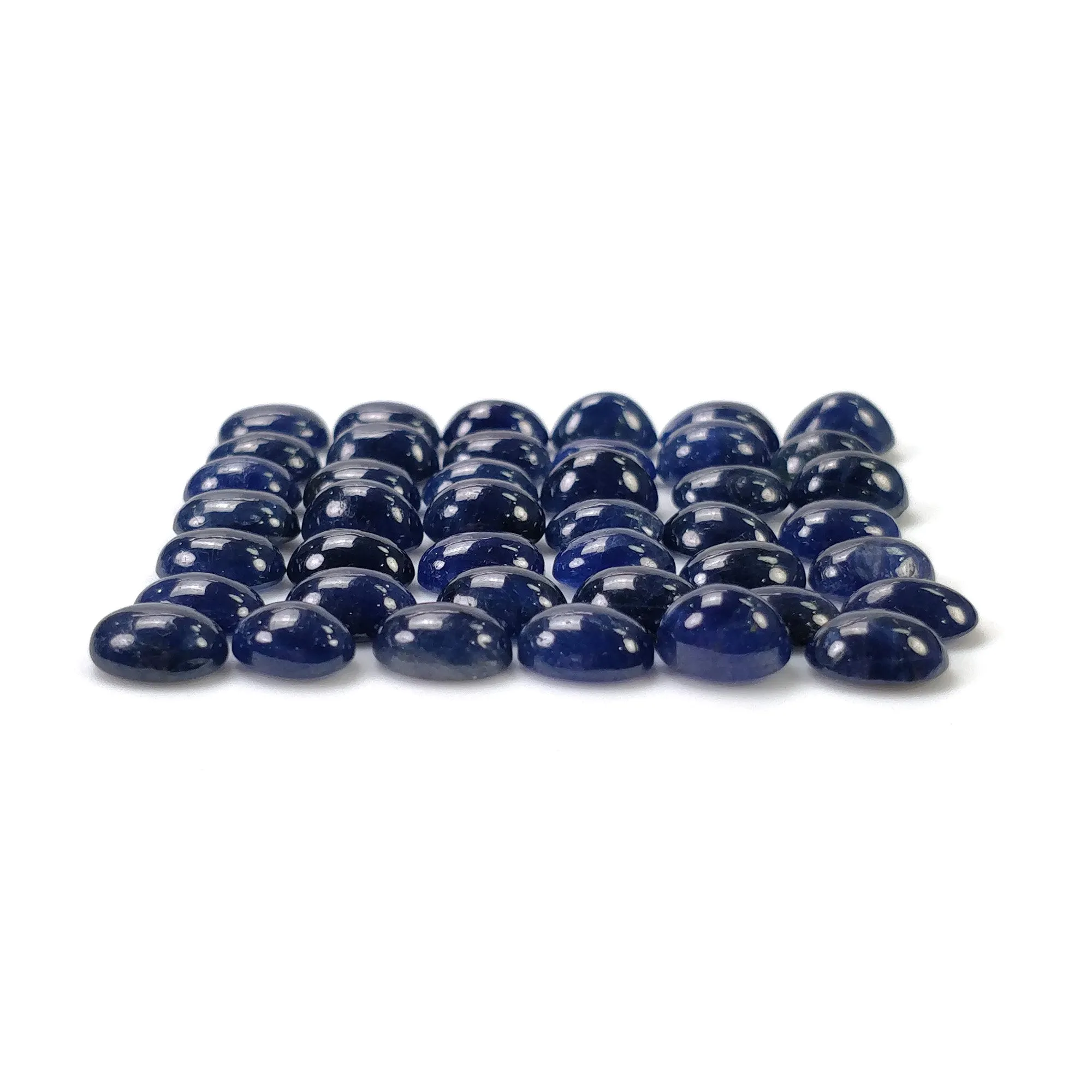 BLUE SAPPHIRE Gemstone Cabochon : 81.00cts Natural Untreated Unheated Sapphire Oval Shape 8*6mm 42pcs Of Lots