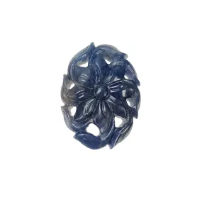 BLUE SAPPHIRE Gemstone Carving : 16.70cts Natural Untreated Unheated Sapphire Hand Carved Oval Shape 23*17mm (With Video)