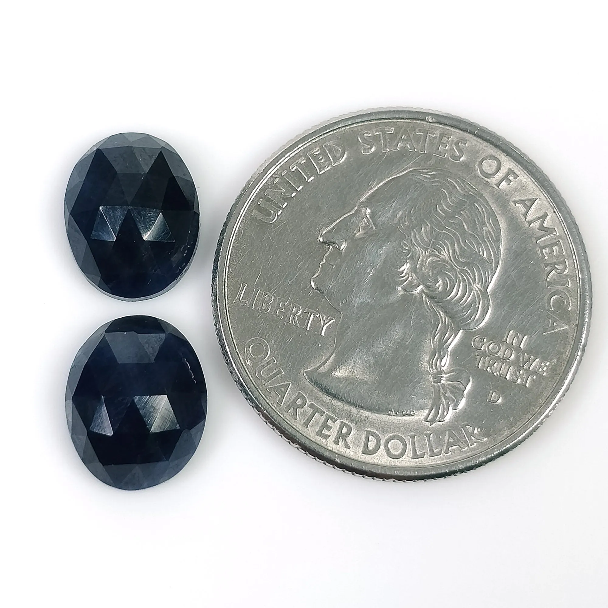 BLUE SAPPHIRE Gemstone Rose Cut : 8.60cts Natural Untreated Unheated Sapphire Oval Shape 11*9mm Pair (With Video)