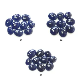 Blue Sapphire Gemstone Rose Cut : Natural Untreated Unheated Blue Sapphire Egg Shape 3pcs Set