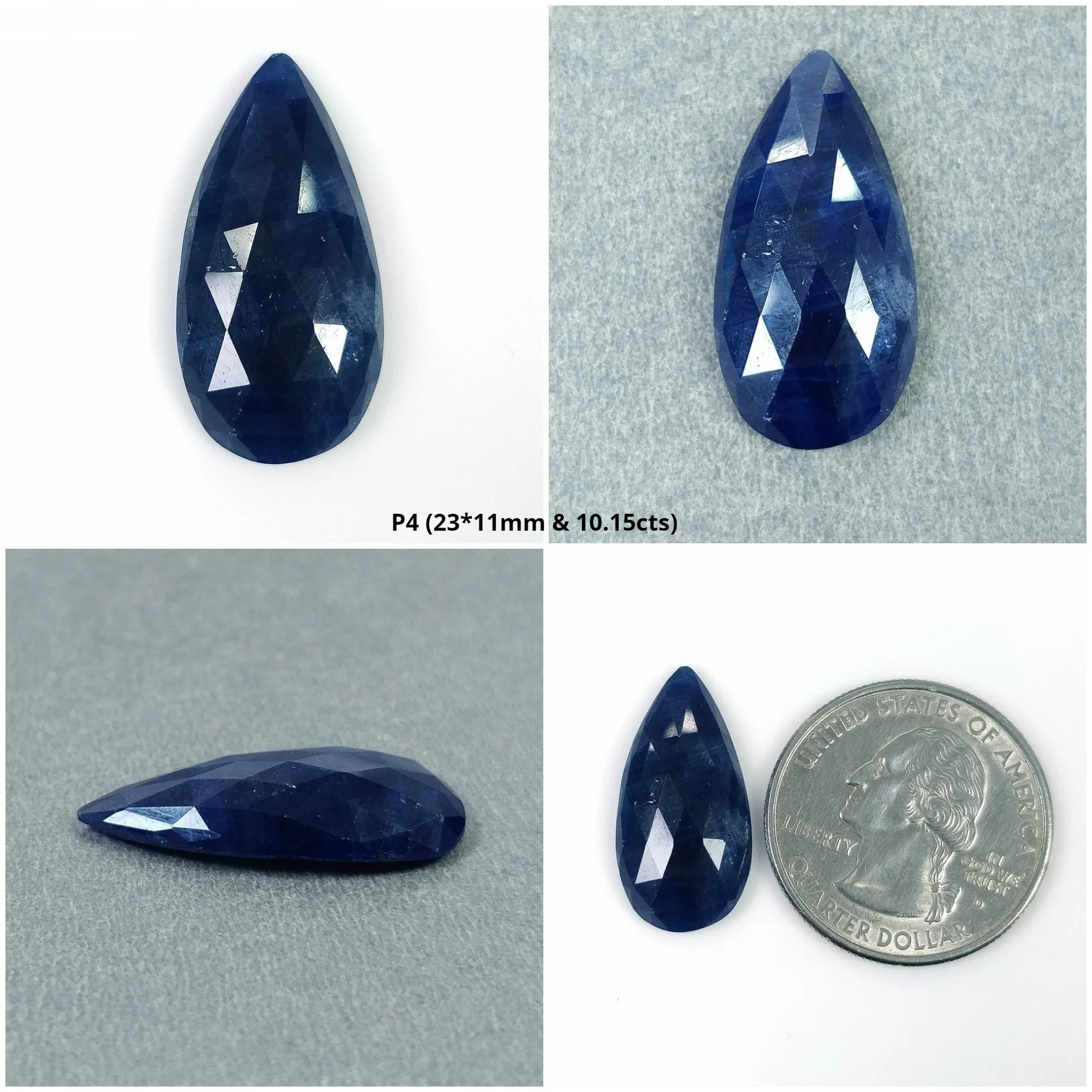 BLUE SAPPHIRE Gemstone Rose Cut September Birthstone : Natural Untreated Unheated Sapphire Rose Cut Pear Shape 1pc