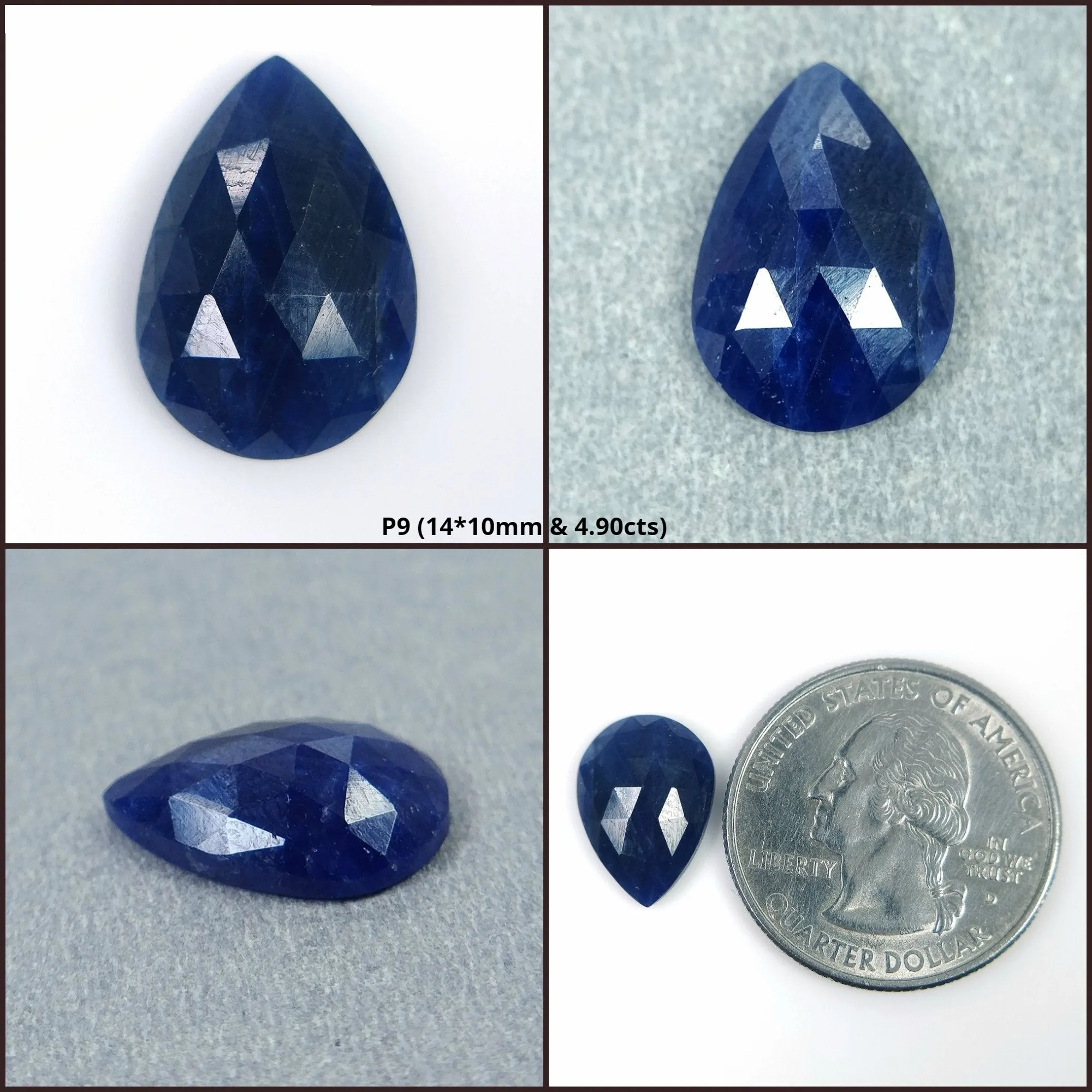 BLUE SAPPHIRE Gemstone Rose Cut September Birthstone : Natural Untreated Unheated Sapphire Rose Cut Pear Shape 1pc