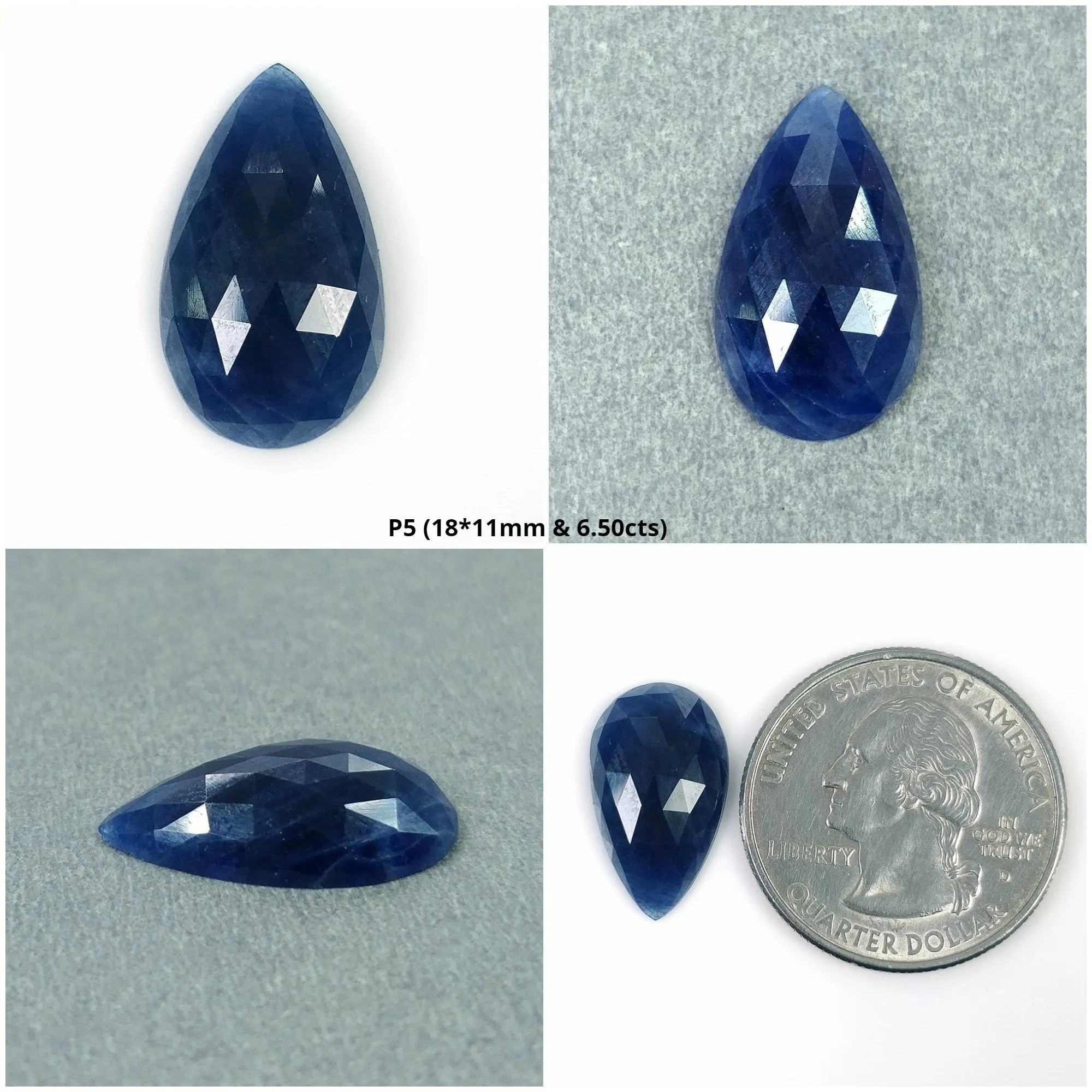 BLUE SAPPHIRE Gemstone Rose Cut September Birthstone : Natural Untreated Unheated Sapphire Rose Cut Pear Shape 1pc