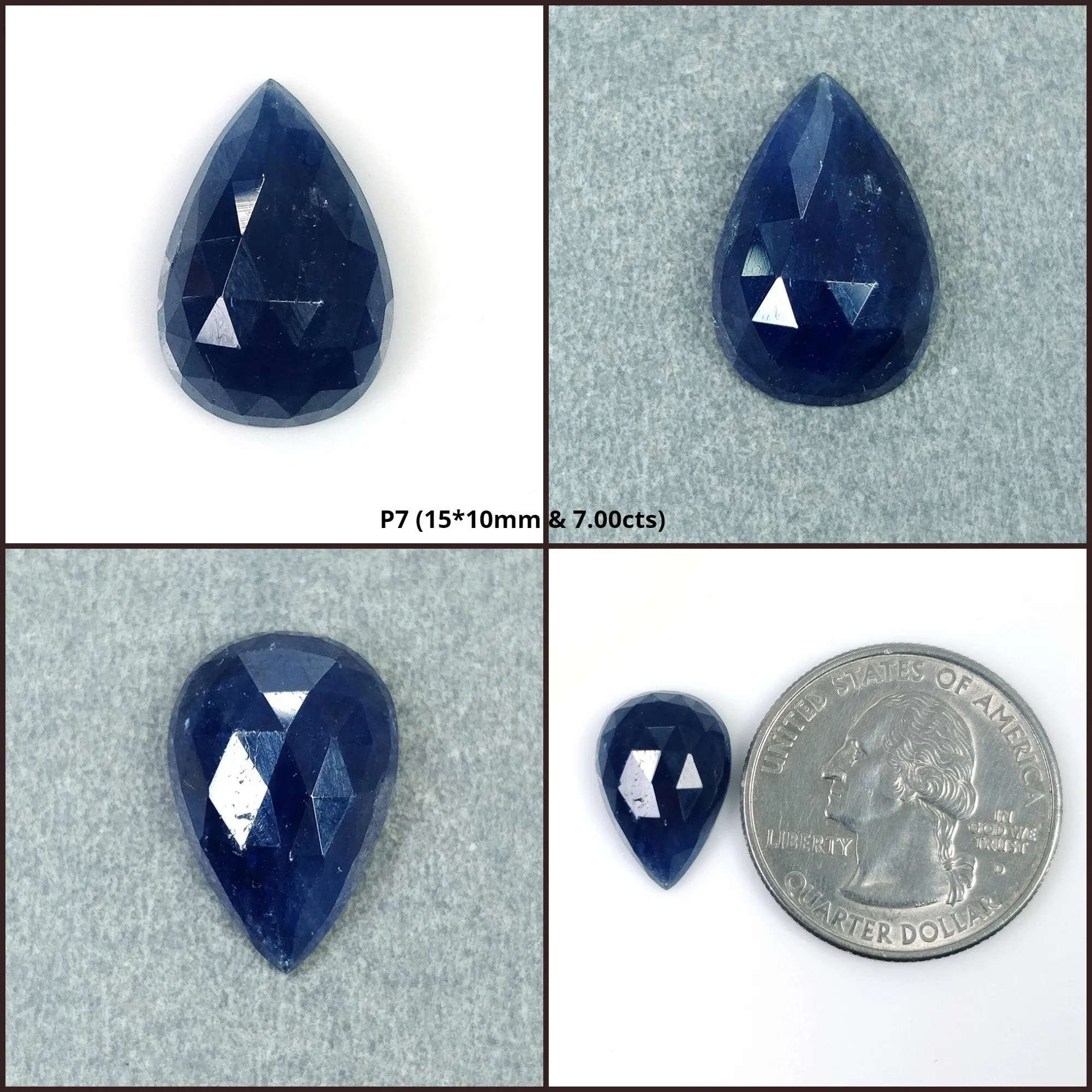 BLUE SAPPHIRE Gemstone Rose Cut September Birthstone : Natural Untreated Unheated Sapphire Rose Cut Pear Shape 1pc