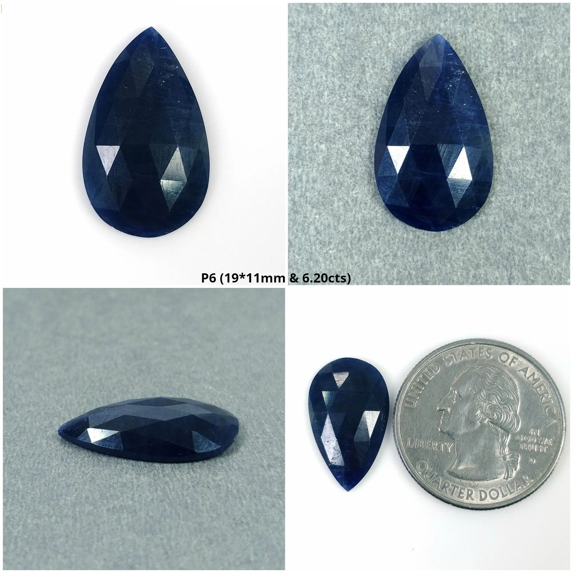 BLUE SAPPHIRE Gemstone Rose Cut September Birthstone : Natural Untreated Unheated Sapphire Rose Cut Pear Shape 1pc