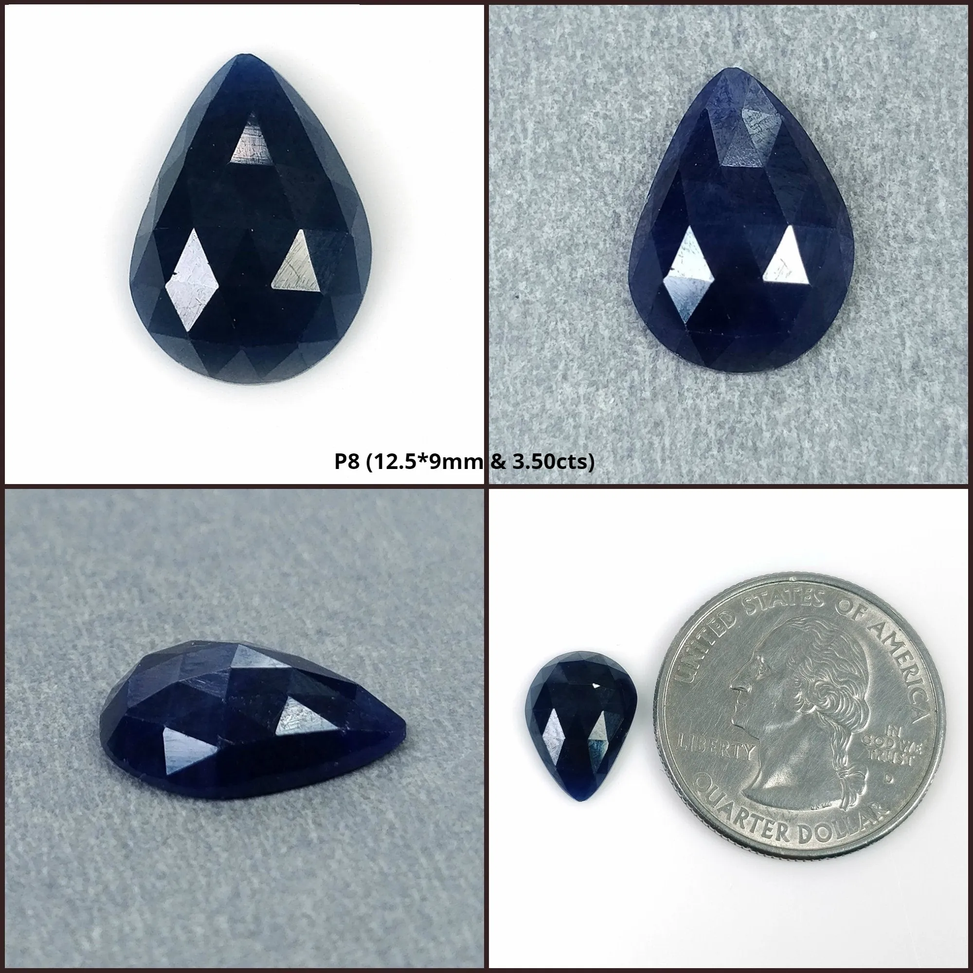 BLUE SAPPHIRE Gemstone Rose Cut September Birthstone : Natural Untreated Unheated Sapphire Rose Cut Pear Shape 1pc