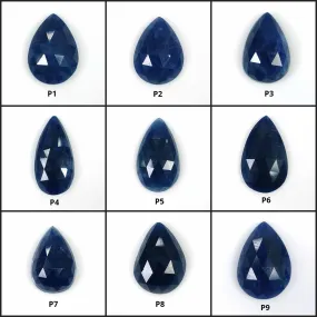 BLUE SAPPHIRE Gemstone Rose Cut September Birthstone : Natural Untreated Unheated Sapphire Rose Cut Pear Shape 1pc