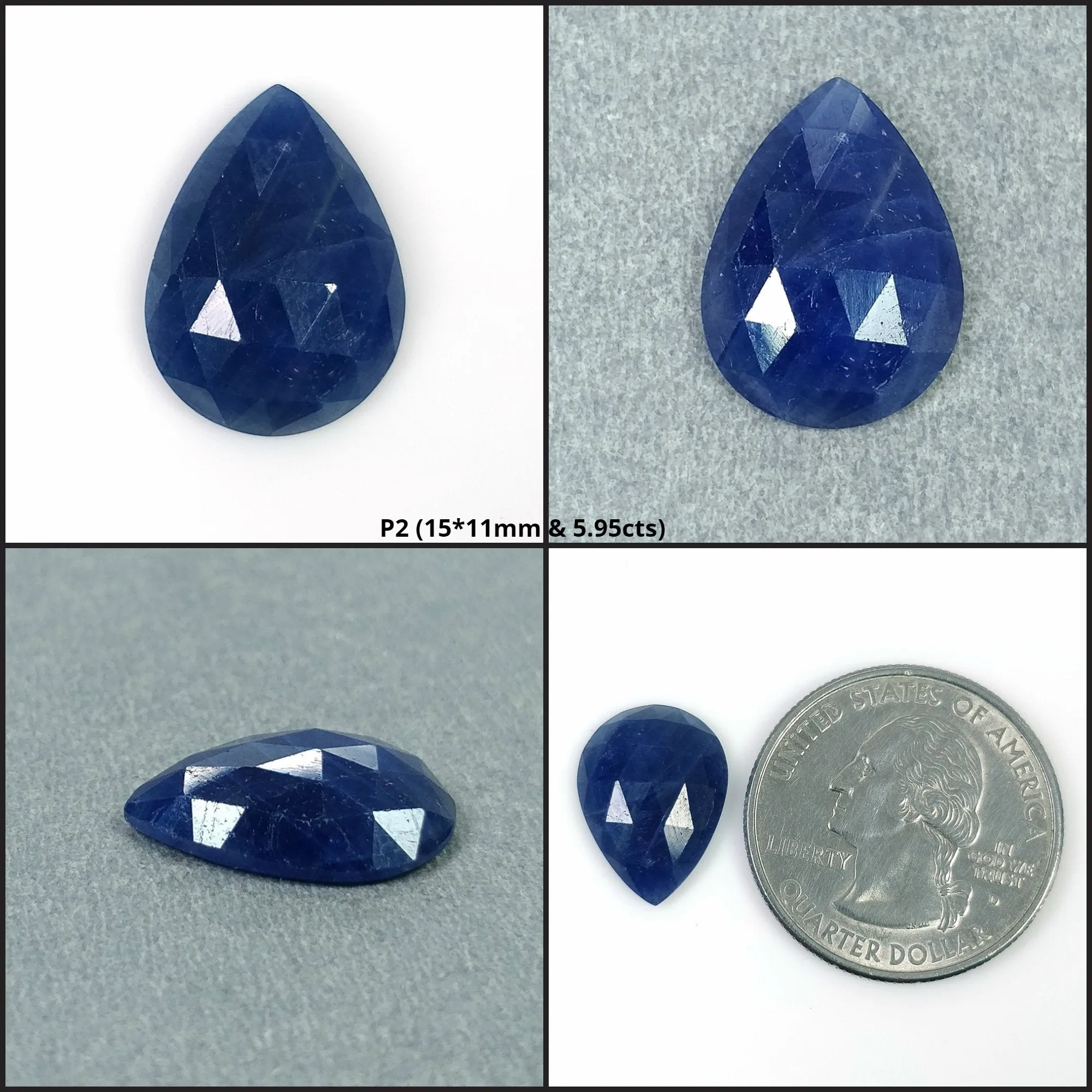 BLUE SAPPHIRE Gemstone Rose Cut September Birthstone : Natural Untreated Unheated Sapphire Rose Cut Pear Shape 1pc