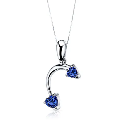 Blue Sapphire Pendant Earrings Set Sterling Silver