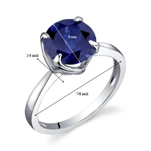 Blue Sapphire Round Cut Sterling Silver Ring Size 5