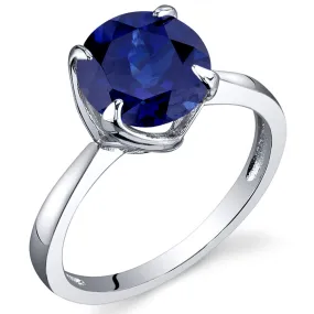 Blue Sapphire Round Cut Sterling Silver Ring Size 5