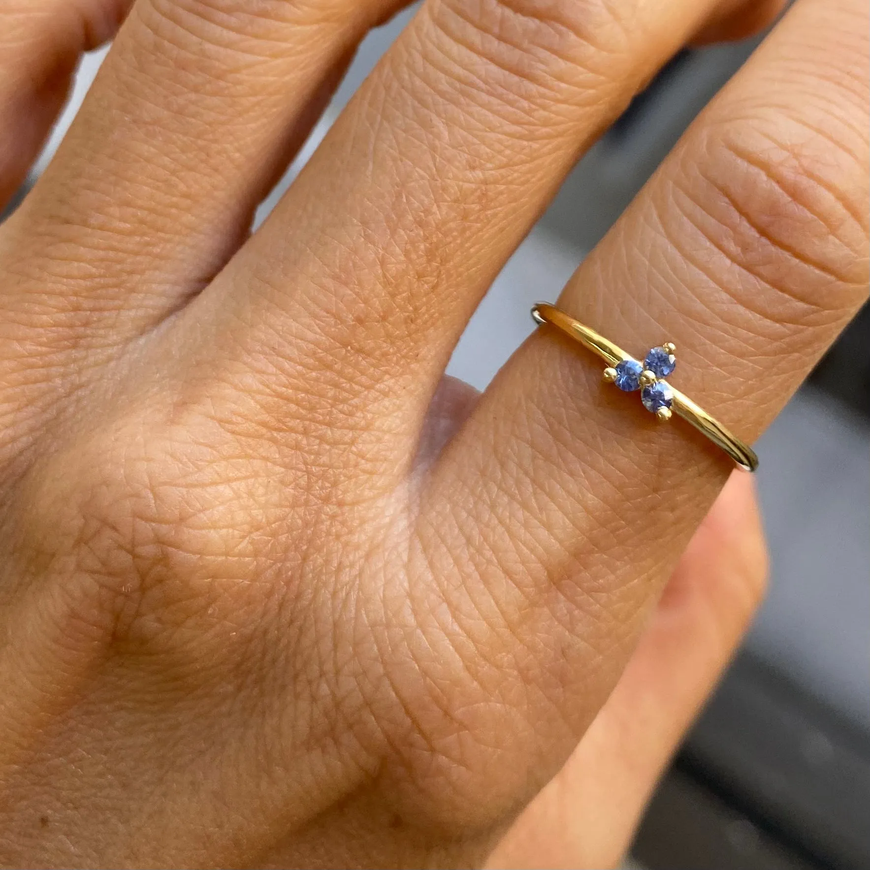 Blue Sapphire Triad Ring