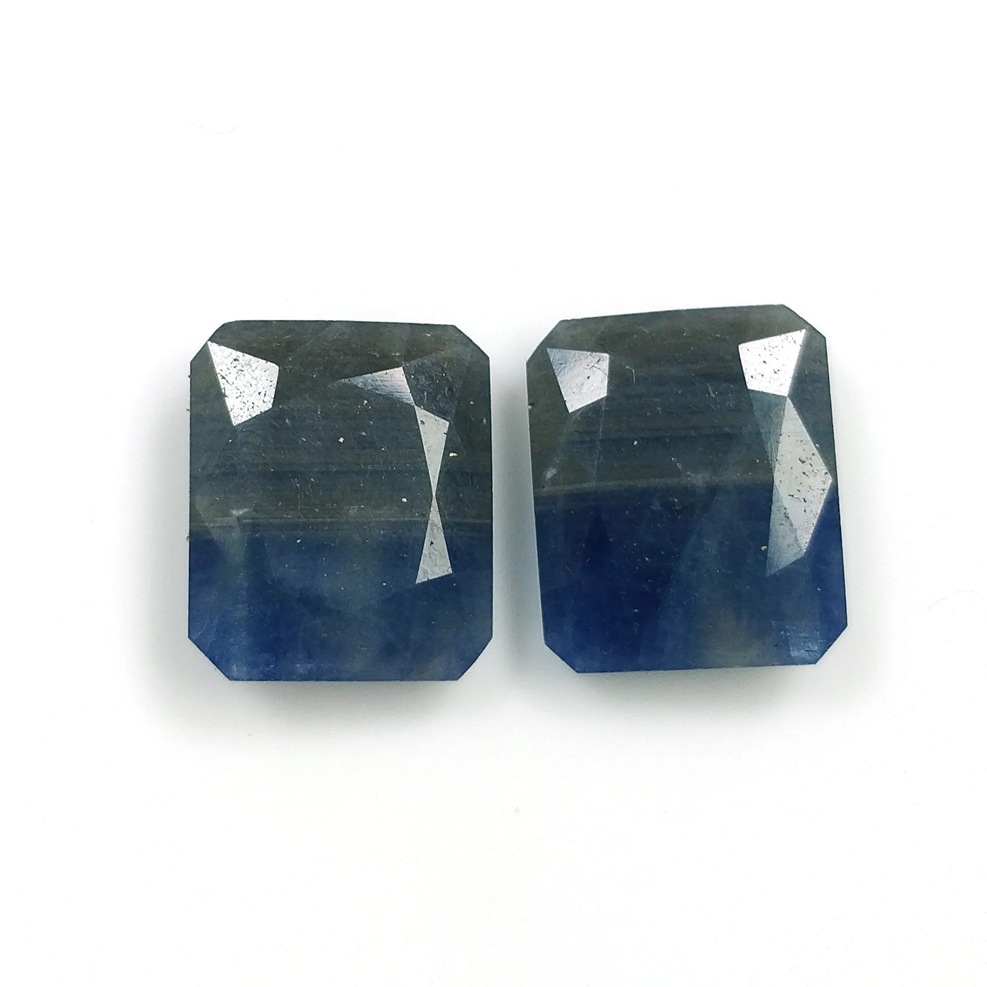 BLUE SHEEN SAPPHIRE Gemstone Normal Cut : 18.05cts Natural Untreated Unheated Sapphire Cushion Shape 14*12mm - 15*12mm Pair (With Video)