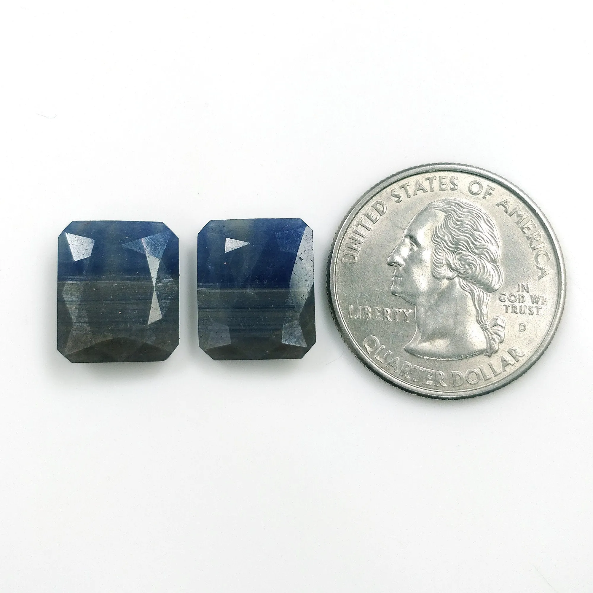 BLUE SHEEN SAPPHIRE Gemstone Normal Cut : 18.05cts Natural Untreated Unheated Sapphire Cushion Shape 14*12mm - 15*12mm Pair (With Video)