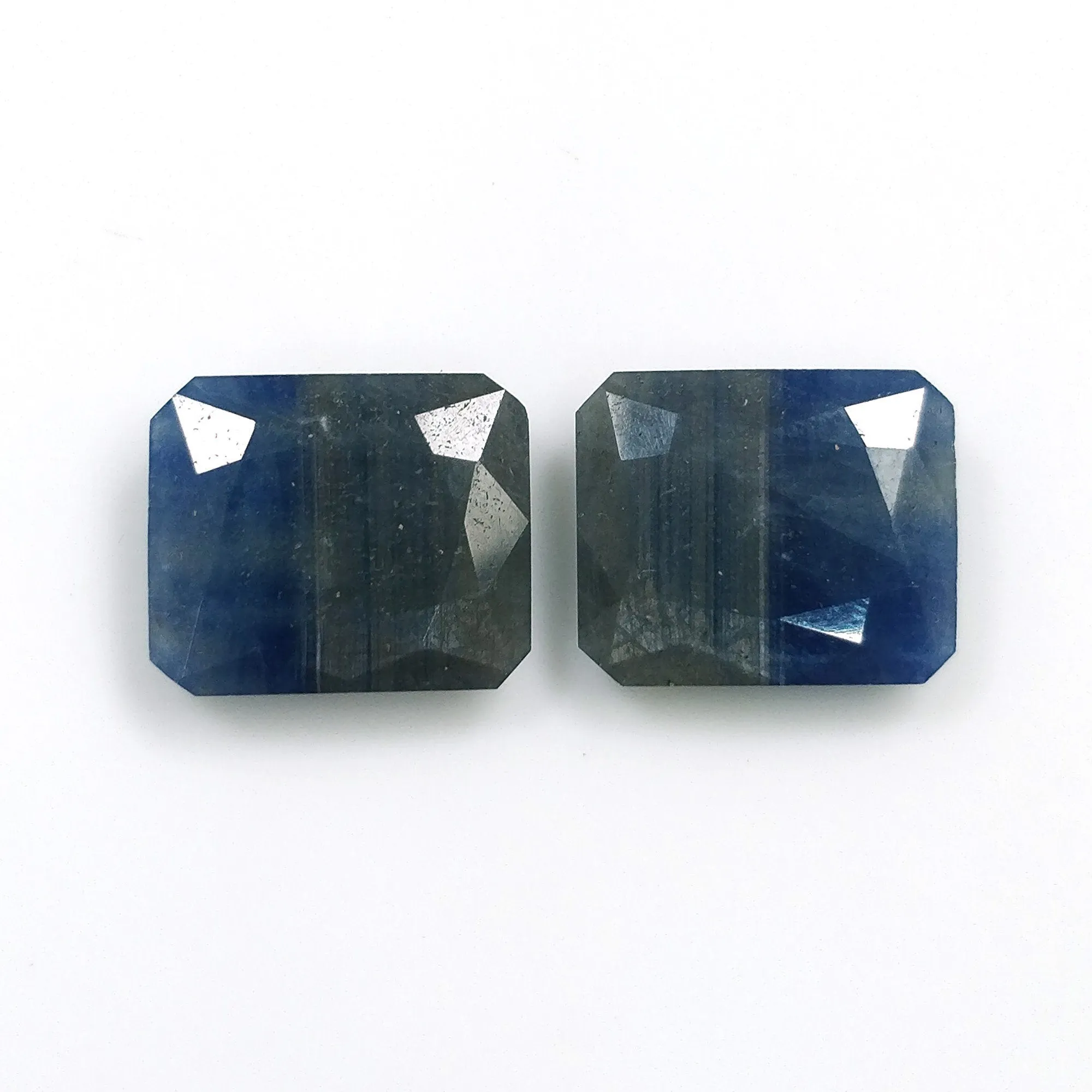 BLUE SHEEN SAPPHIRE Gemstone Normal Cut : 18.05cts Natural Untreated Unheated Sapphire Cushion Shape 14*12mm - 15*12mm Pair (With Video)