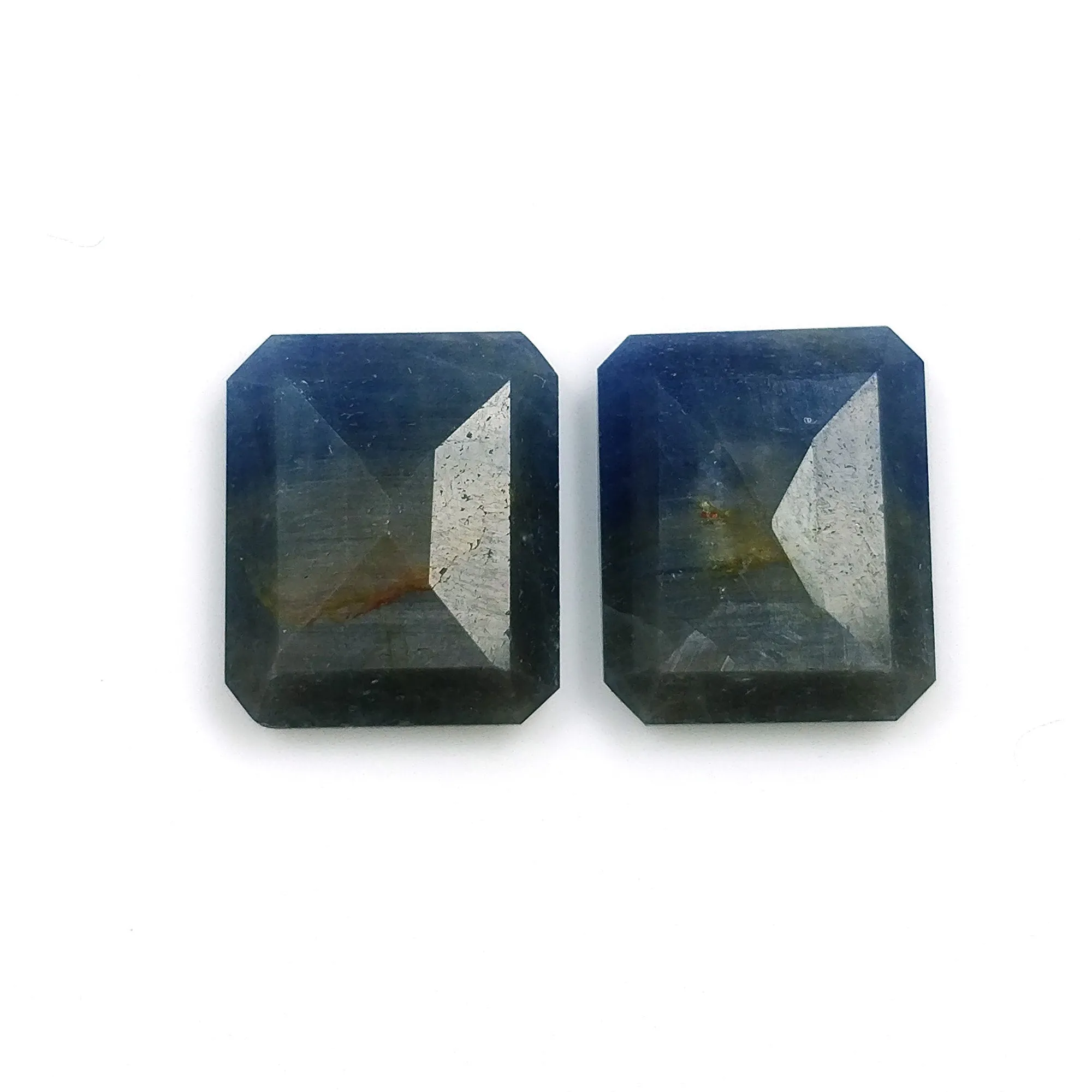 BLUE SHEEN SAPPHIRE Gemstone Normal Cut : 18.05cts Natural Untreated Unheated Sapphire Cushion Shape 14*12mm - 15*12mm Pair (With Video)