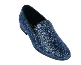 Blue Sparkle Slip On Men's  Shoes