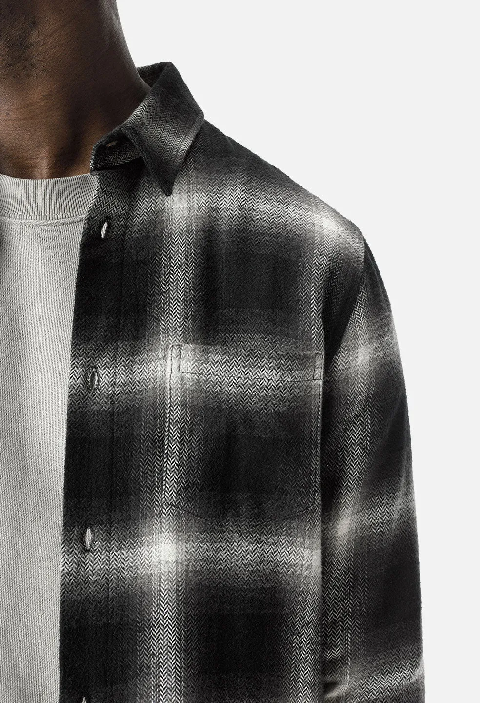 Brushed Flannel Button Up / Black x Natural Plaid