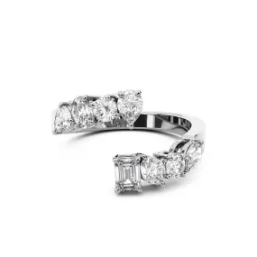 Chorost & Co Private Collection 14K White Gold 1.00ct Diamond Multi Stone Bypass Ring