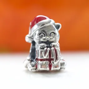 Christmas Kitten Berry Red Enamel Bead Charm 792007EN39