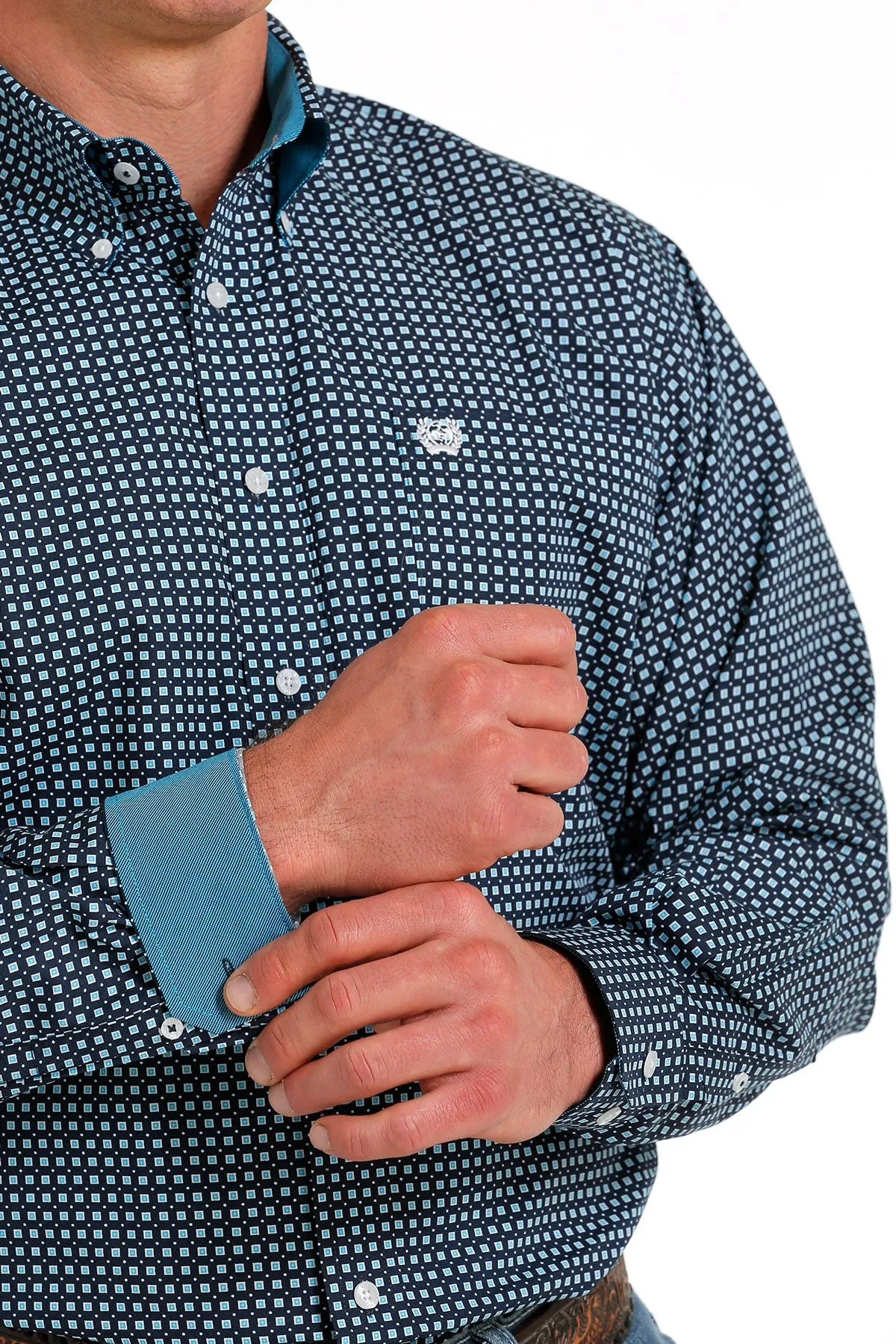 'Cinch' Men's Geo Print Classic Fit Button Down - Navy