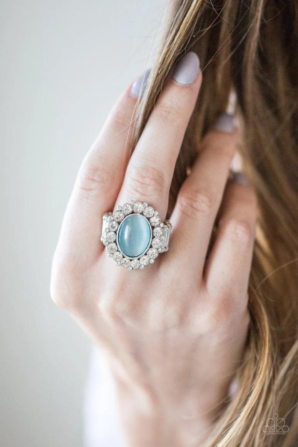 Cinderella Cinderella Blue Moonstone and White Rhinestone Ring - Paparazzi Accessories