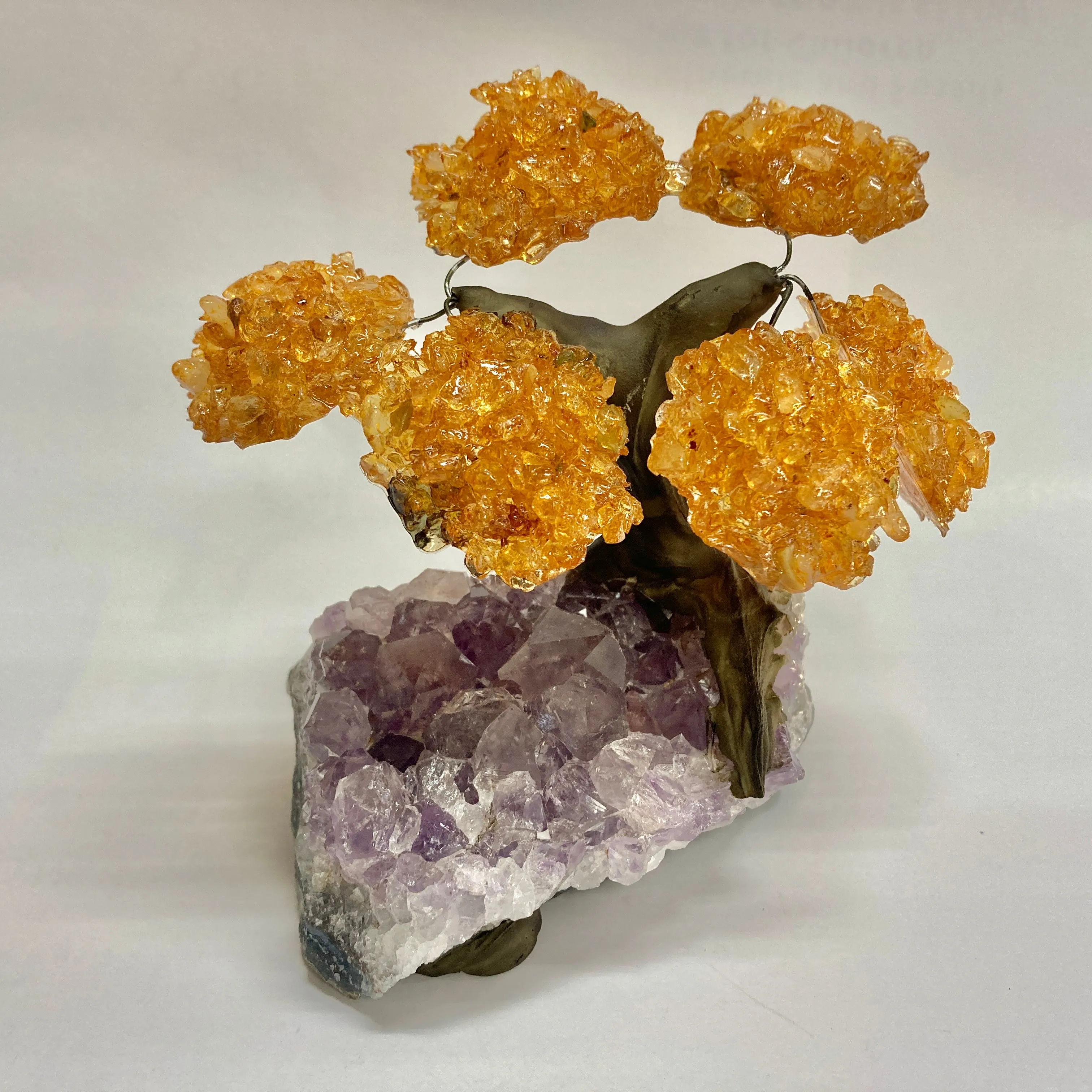 Citrine Gem Tree on Amethyst Base