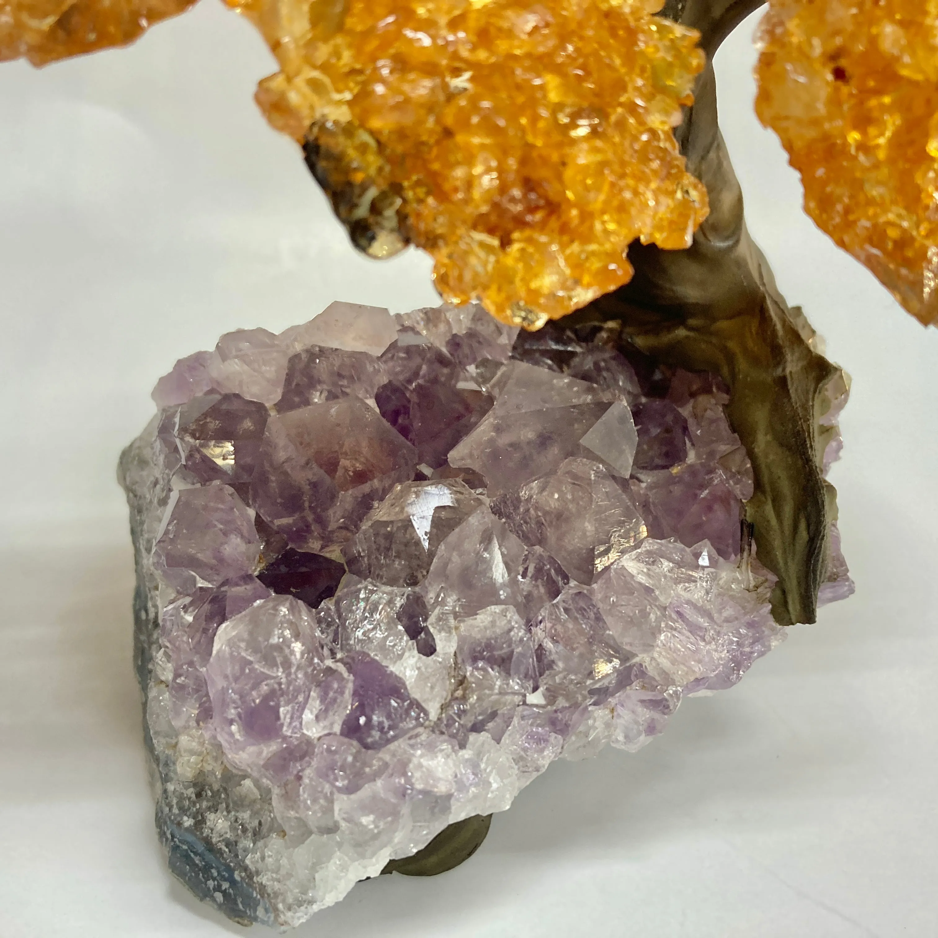 Citrine Gem Tree on Amethyst Base