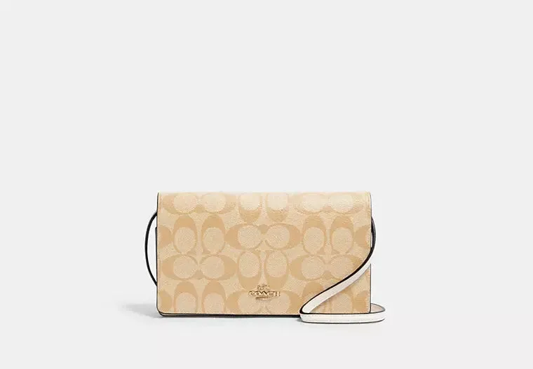 Coach Anna Foldover Clutch Crossbody In Signature Canvas