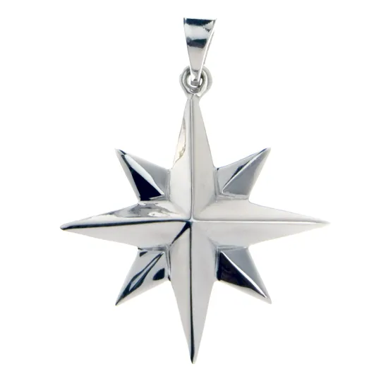 Compass Rose Grande 14K White Gold Pendant