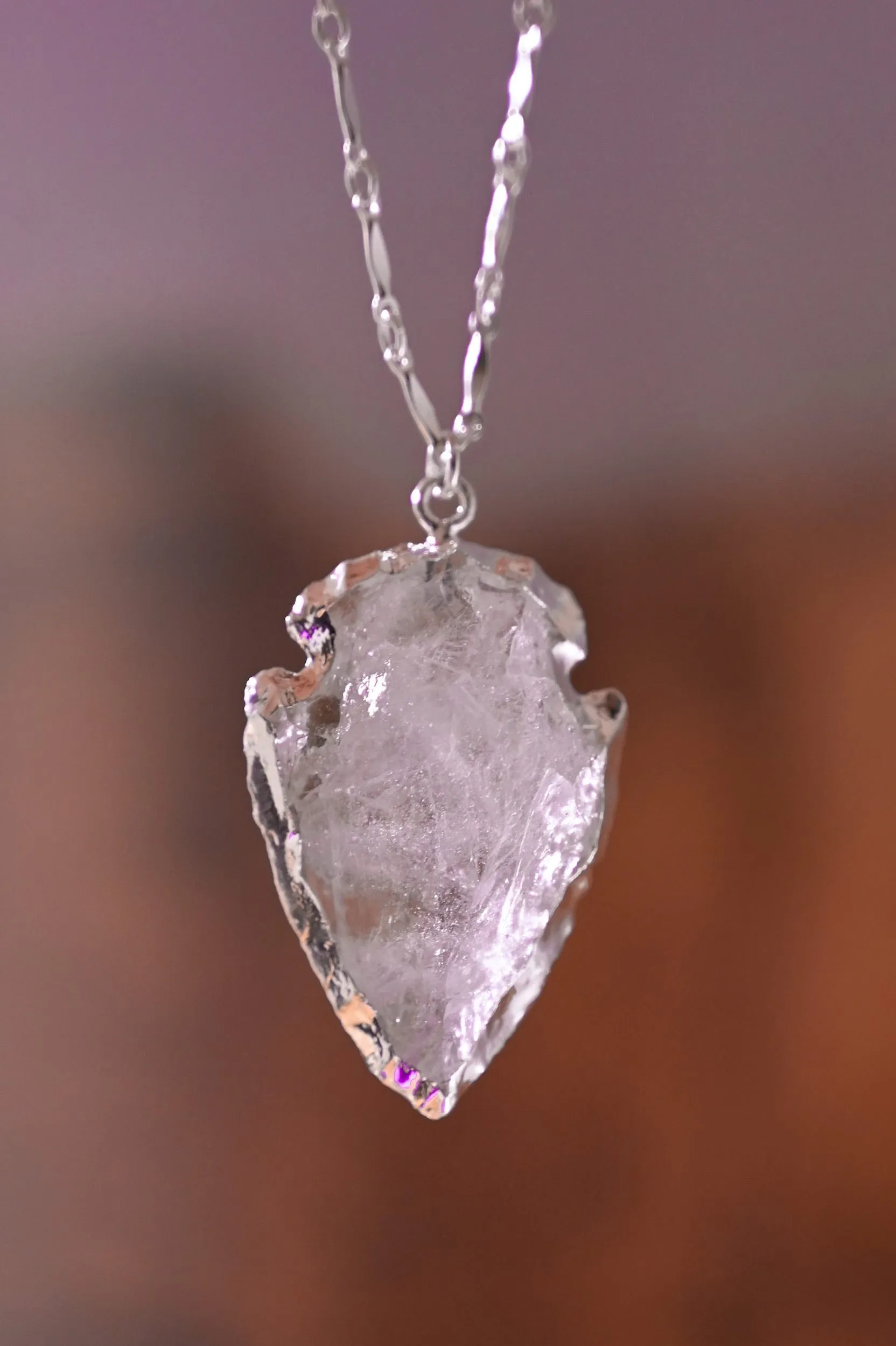 Crystal Clear Quartz Arrowhead Necklace