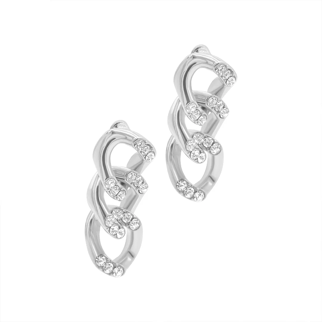 Crystal Curb Chain Earrings silver