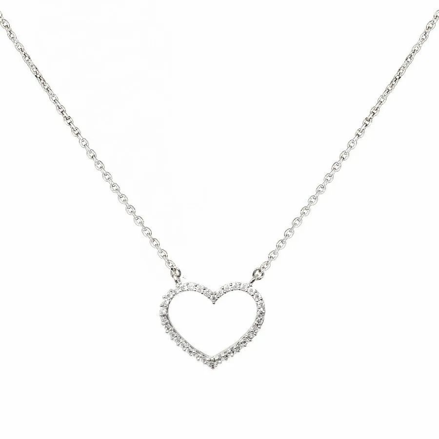 Cubic Zirconia Mini Heart Pendant Simple Chain Necklace