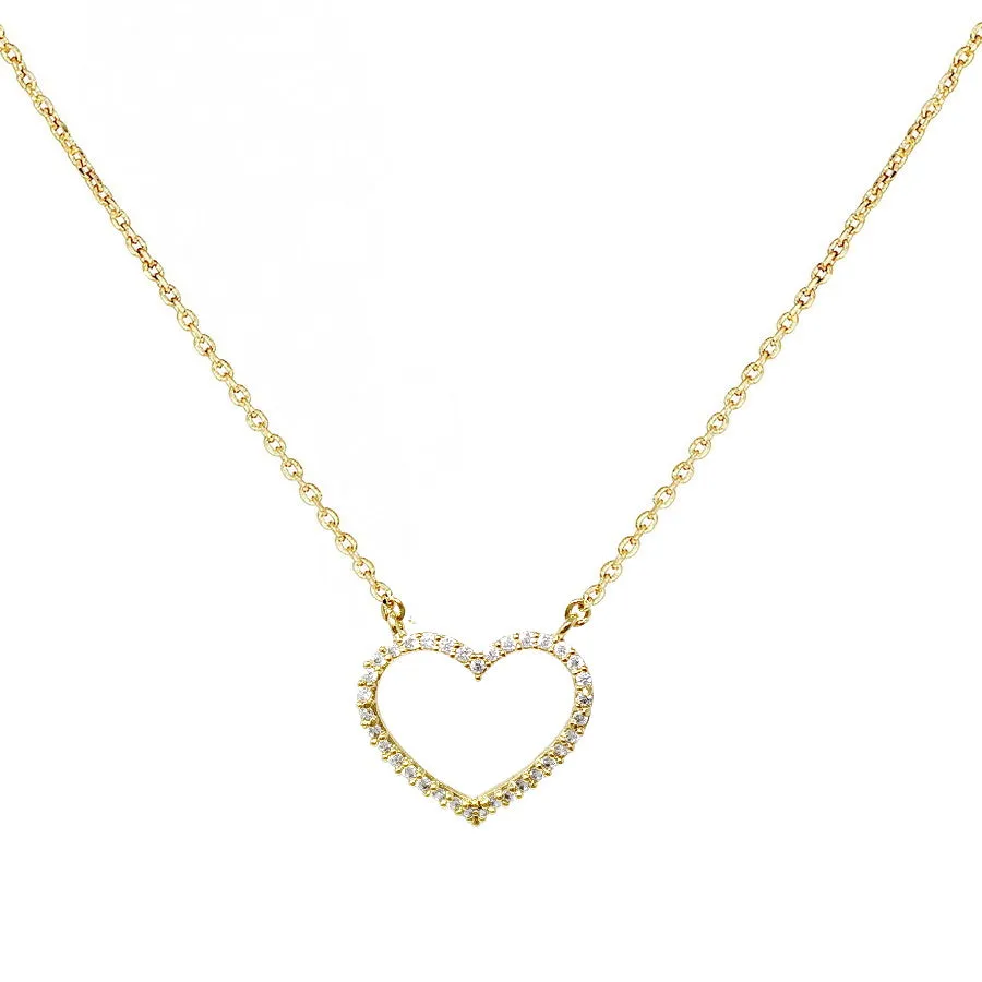 Cubic Zirconia Mini Heart Pendant Simple Chain Necklace