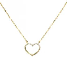 Cubic Zirconia Mini Heart Pendant Simple Chain Necklace