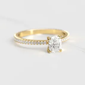 Cushion Full Pave Tapered Diamond Ring