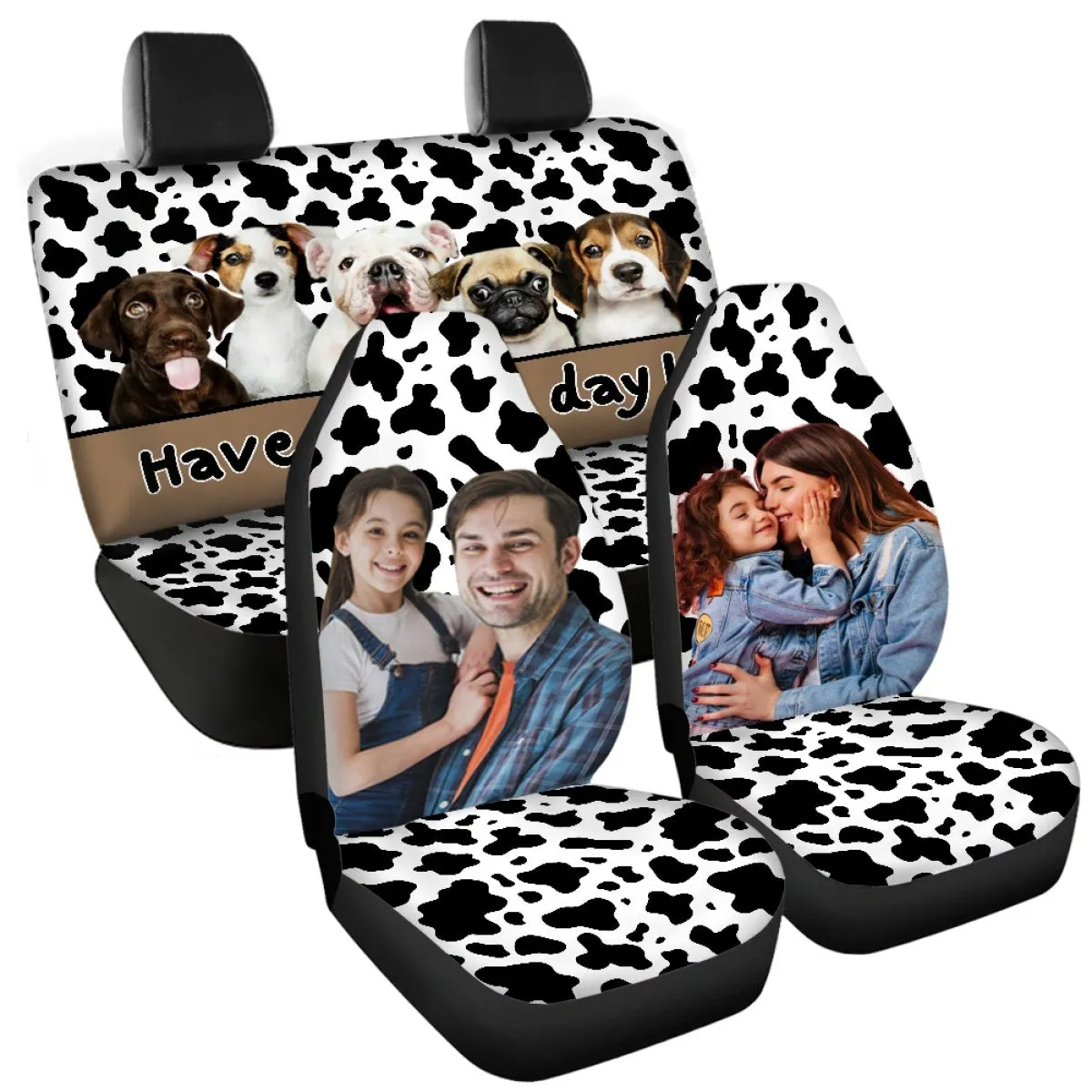 Custom Fanily Photo Car Seat Cover Full Set Universal Auto Waterproof Front Seat Protector