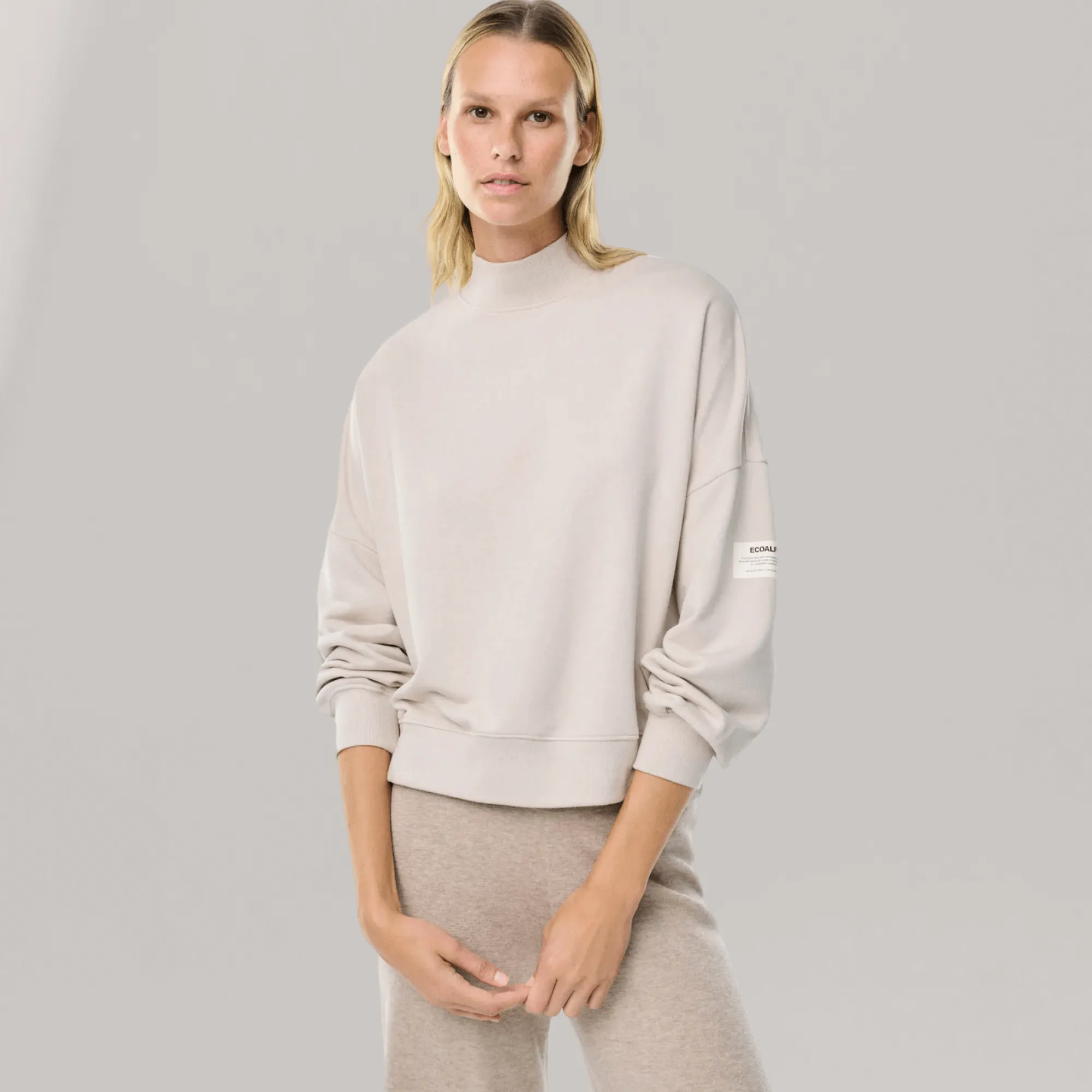 Cycla - Mock Neck Dolman Sleeve Sweatshirt | Washed Stone