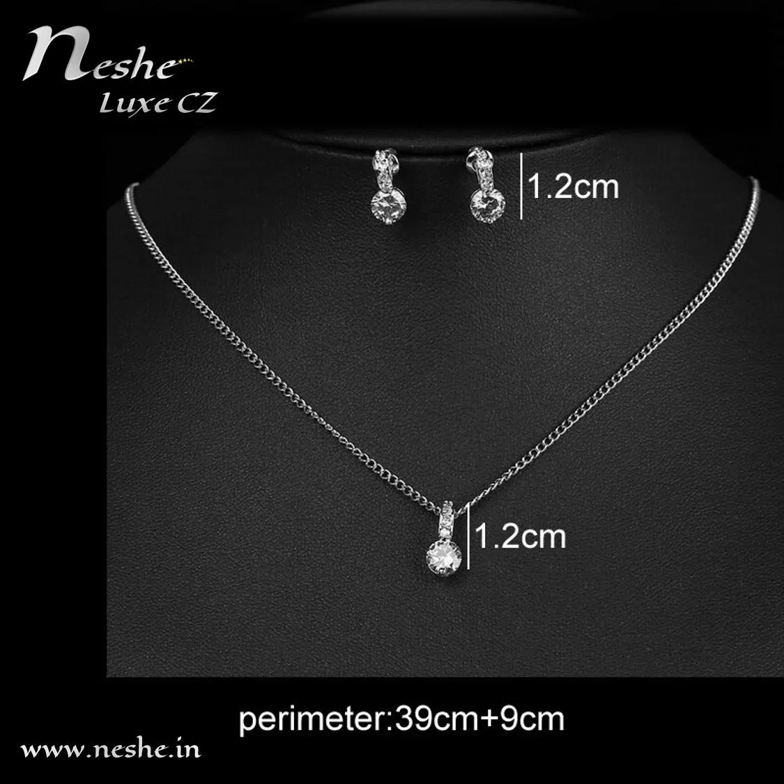 Delicate CZ Solitaire Jewelry Set - 2 Colors