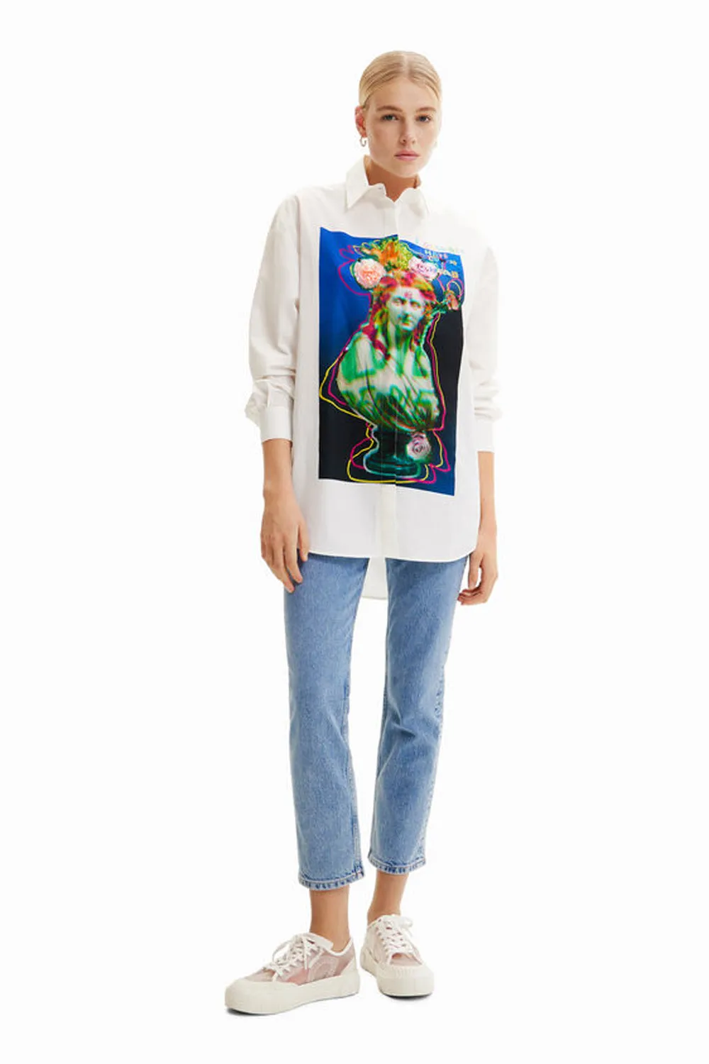 DESIGUAL OVERSIZE WHITE BUST SHIRT