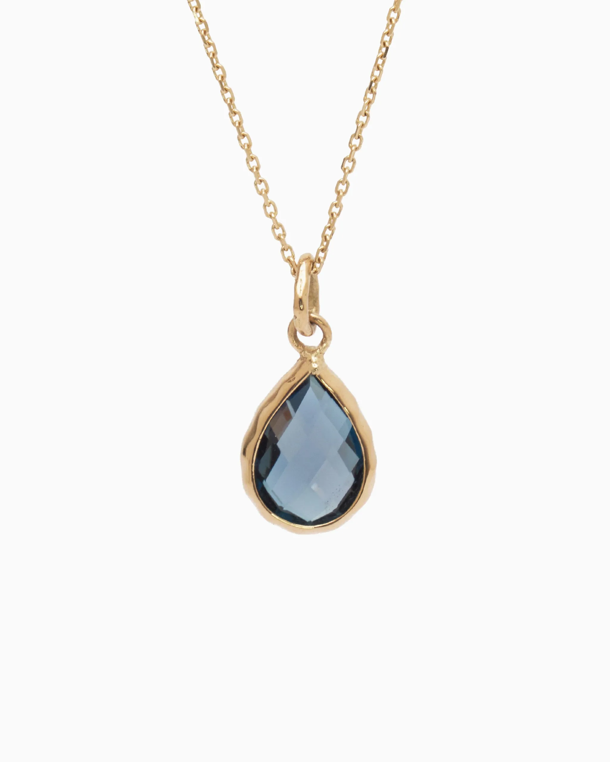 Dewdrop Stone Pendant - London Blue Topaz