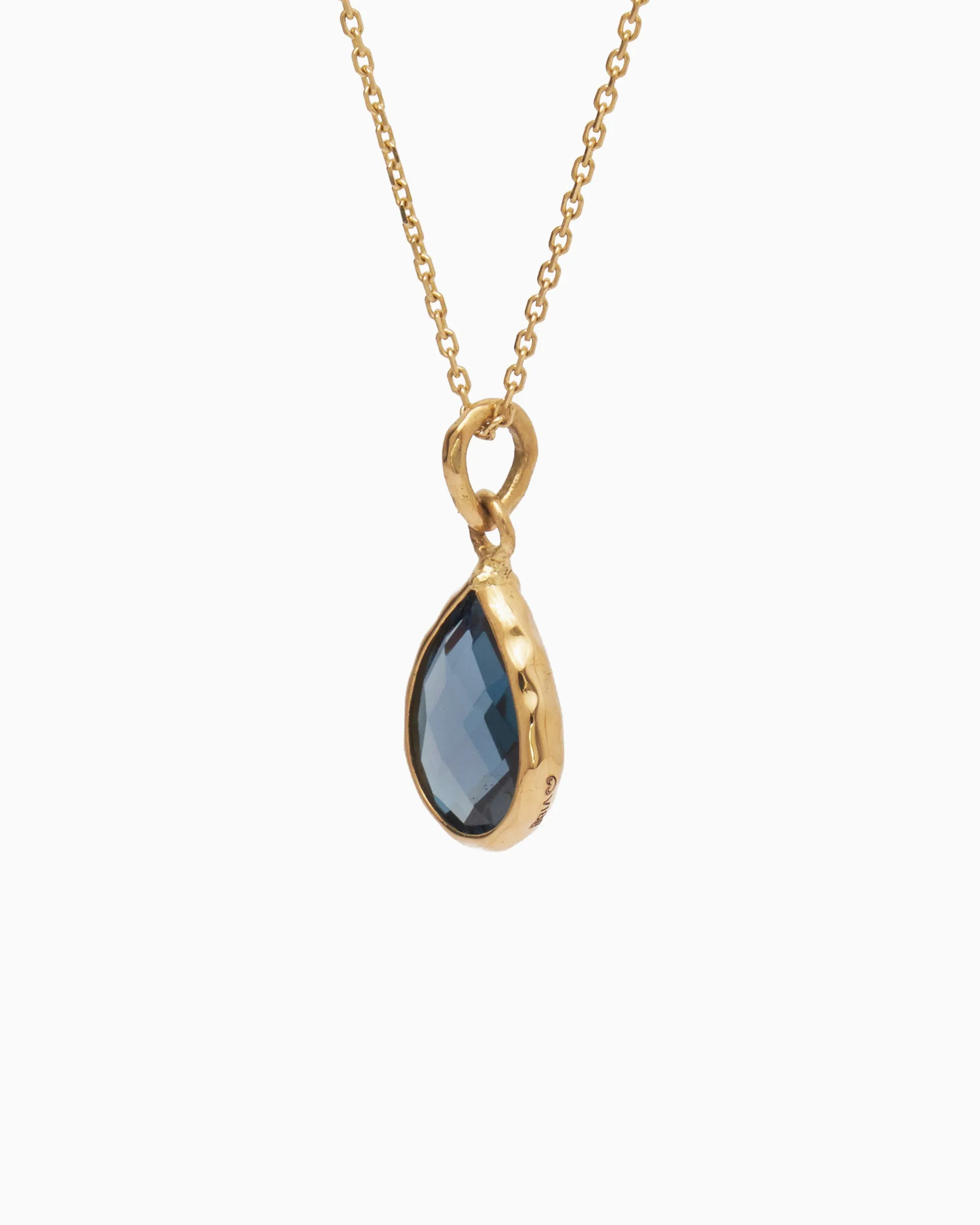 Dewdrop Stone Pendant - London Blue Topaz