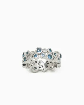 Diamond & Gemstone Bubble Ring - London Blue Topaz/Diamond