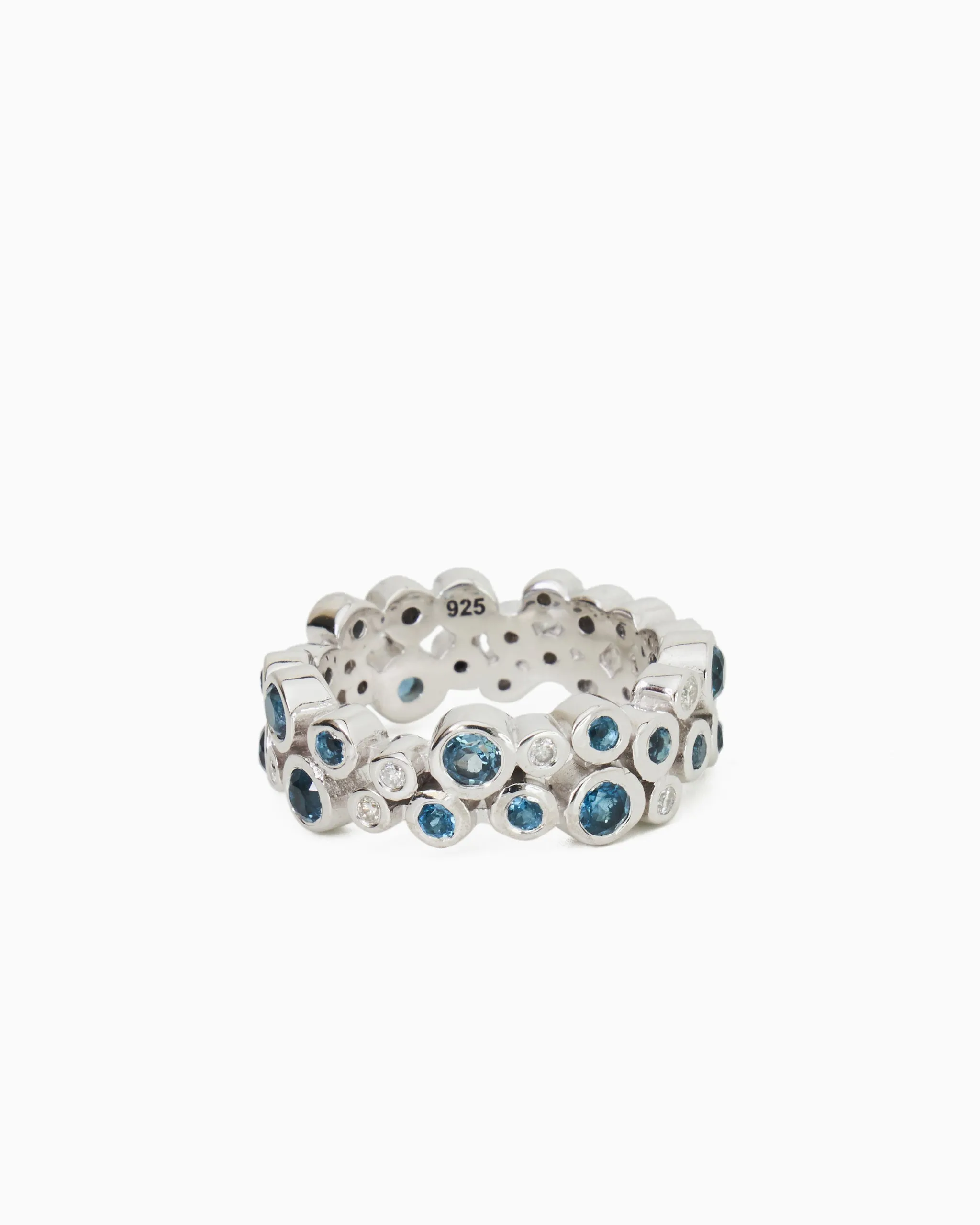 Diamond & Gemstone Bubble Ring - London Blue Topaz/Diamond