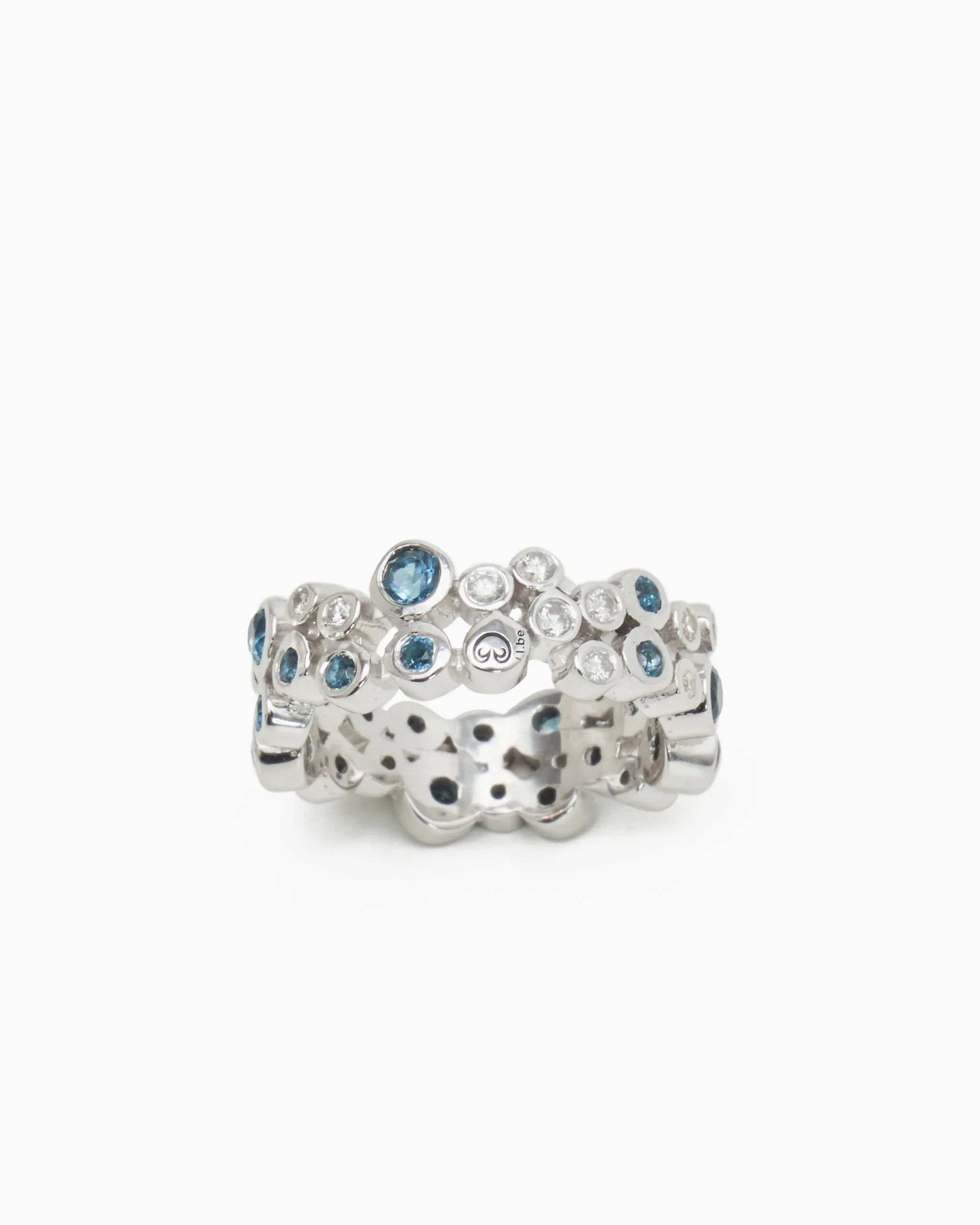 Diamond & Gemstone Bubble Ring - London Blue Topaz/Diamond