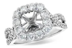 Diamond Halo Criss Cross Engagement Ring